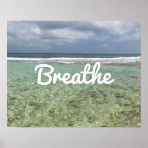 Póster La playa de la yoga y de la meditación "respira"