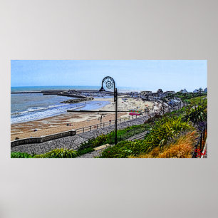 Póster La playa de Lyme Regis y el Cobb