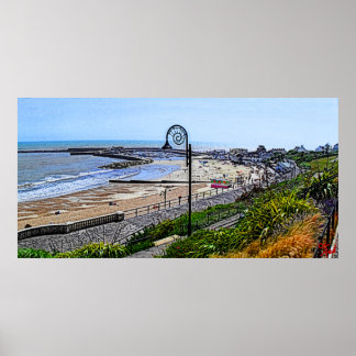 Póster La playa de Lyme Regis y el Cobb