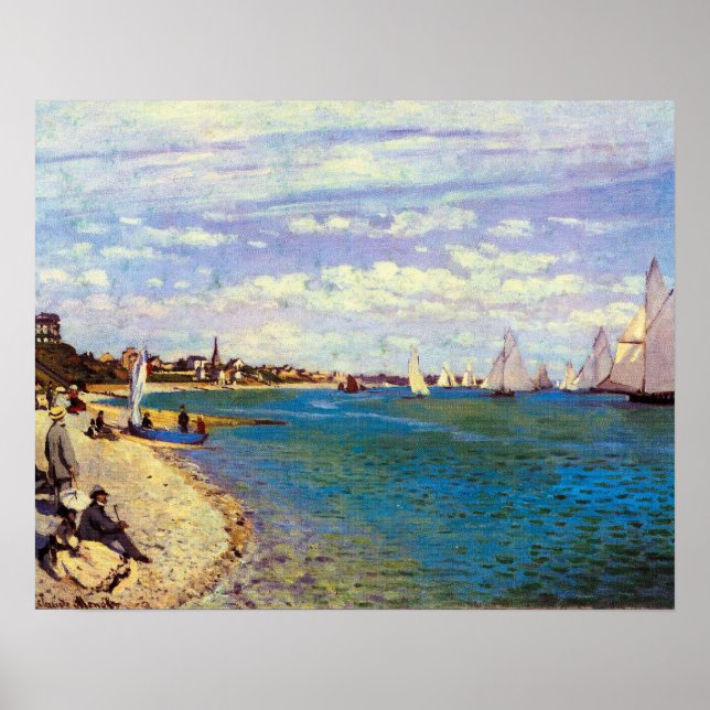 Póster La playa de Sainte Adresse por Claude Monet (Frente)