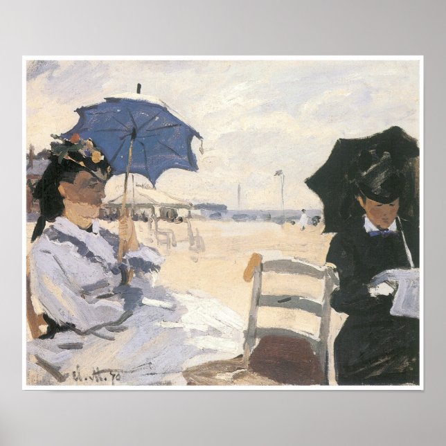 Póster La playa de Trouville, Claude Monet, 1870 (Frente)
