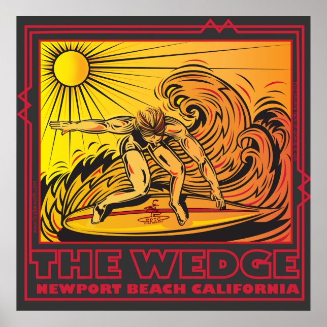 PÓSTER LA PLAYA DE WEDGE NEWPORT CALIFORNIA SURFING (Frente)