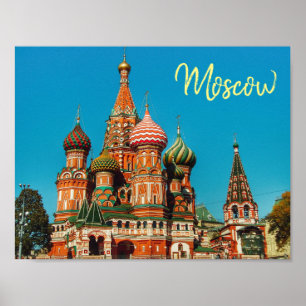 Póster La Plaza Roja de Moscú, Poster de Rusia de St Basi