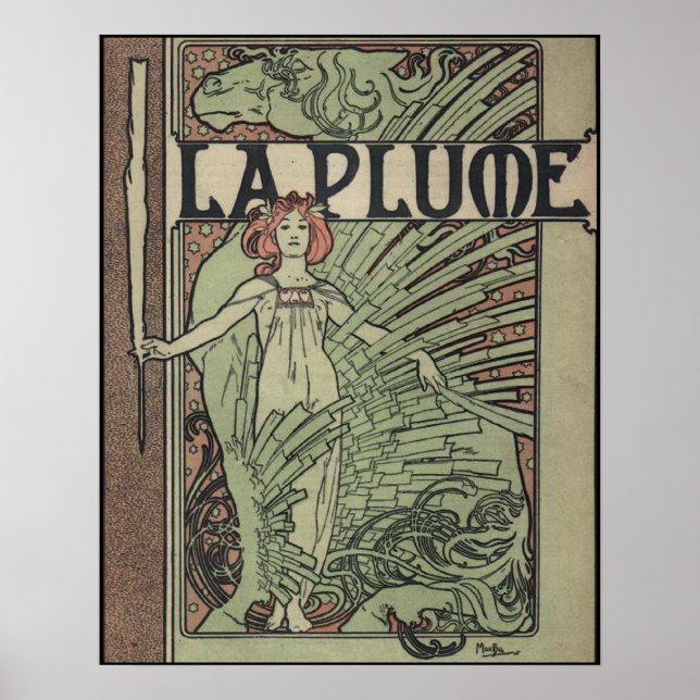 Póster La Plume 1898 Por Alfons Mucha (Frente)