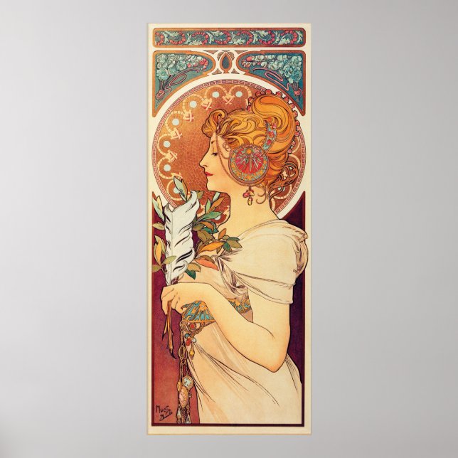 Póster La Plume por Alphonse Mucha (Frente)