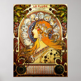 Póster LA PLUME ZODIAC por Alphonse Mucha Art Nouveau