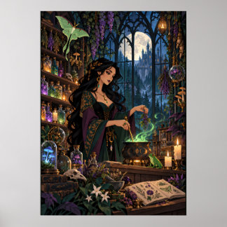 Póster La poción de fantasía de bruja de la farmacia de m