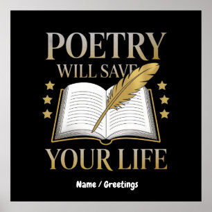 Póster La poesía salvará tu vida de poeta y literatura di