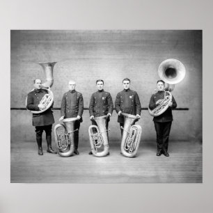 Póster La policía congriega la tuba Players, 1915. Foto