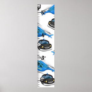 Póster La policía, las ambulancias y el gráfico de crecim