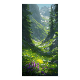 Póster La pradera de la montaña tranquila