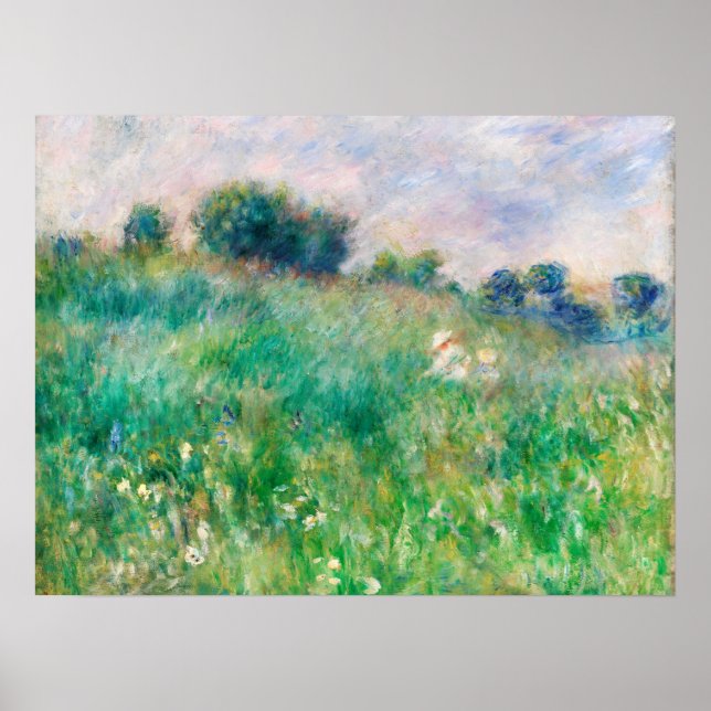 Póster La pradera verde de la pintura impresionista de Re (Frente)