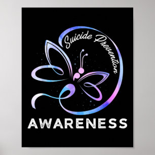 Póster La prevención del suicidio con la libélula Rosa y