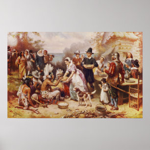 Póster La primera acción de gracias 1621