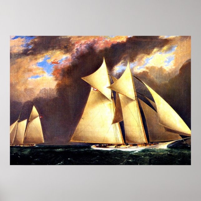 Póster La primera carrera de la America's Cup, 1870 (Frente)