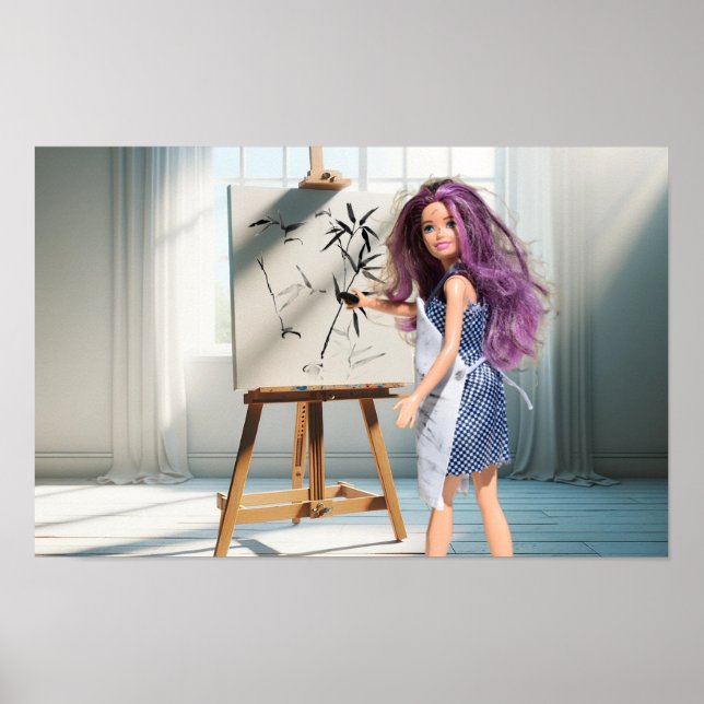 Póster La primera etapa de mi dibujo de bambú. (Frente)