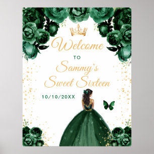 Póster La princesa de la piel oscura verde dulce dieciséi