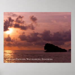Póster La princesa del océano rocas cielo al atardecer cr