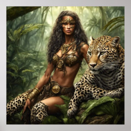 Póster La princesa leopardo Chica Pinup Estilo Pared
