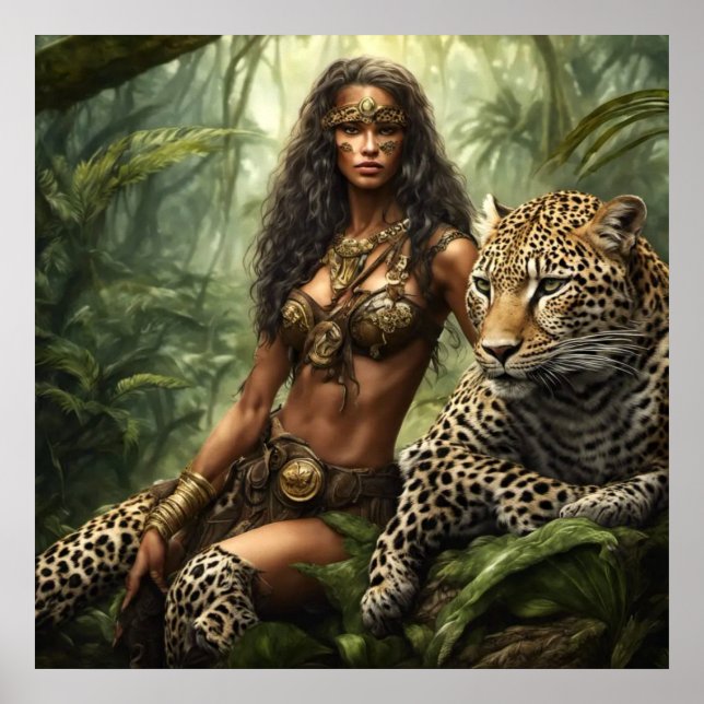 Póster La princesa leopardo Chica Pinup Estilo Pared (Frente)