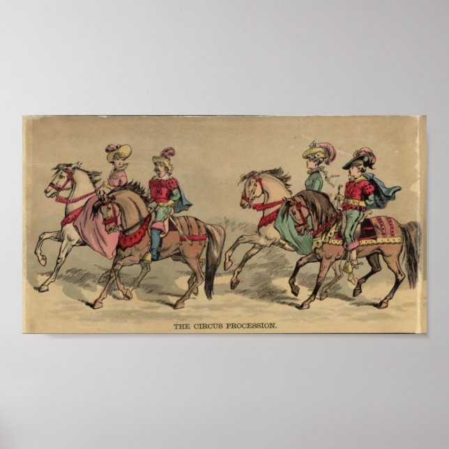 Póster La procesión del circo jinetes a caballo (Frente)