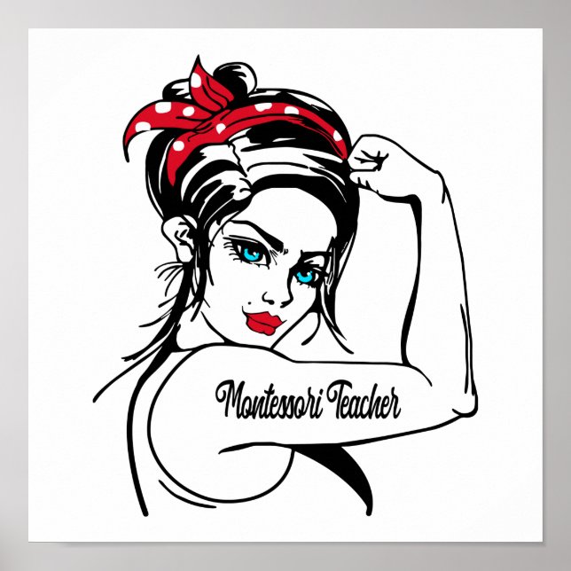 Póster La profesora Montessori Rosie The Riveter Pin Up (Frente)
