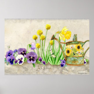 Póster La promesa de la primavera - floral acuática moder