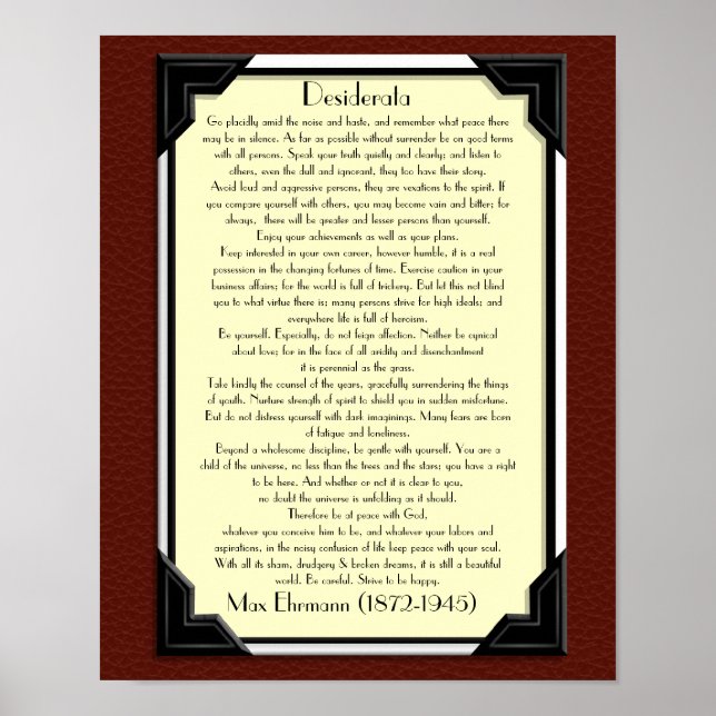 Póster La prosa Desiderata (Frente)