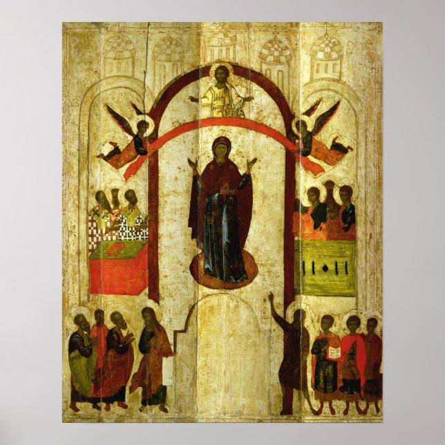 Póster La protección del ícono ruso de Theotokos (Frente)
