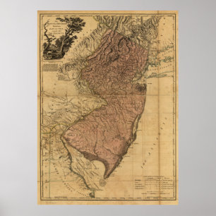 Póster La provincia del mapa de New Jersey (1777)