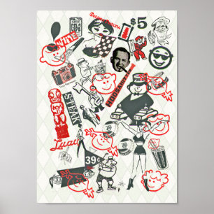 Póster la publicidad 60s Vectors el collage -