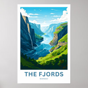 Póster La publicidad de viajes de los fiordos de Noruega