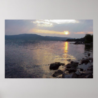 Póster La puesta de sol del lago de Henry