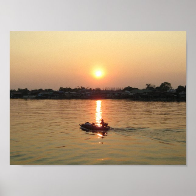 Póster La puesta de sol del río Chao Phraya ... Ayutthaya (Frente)