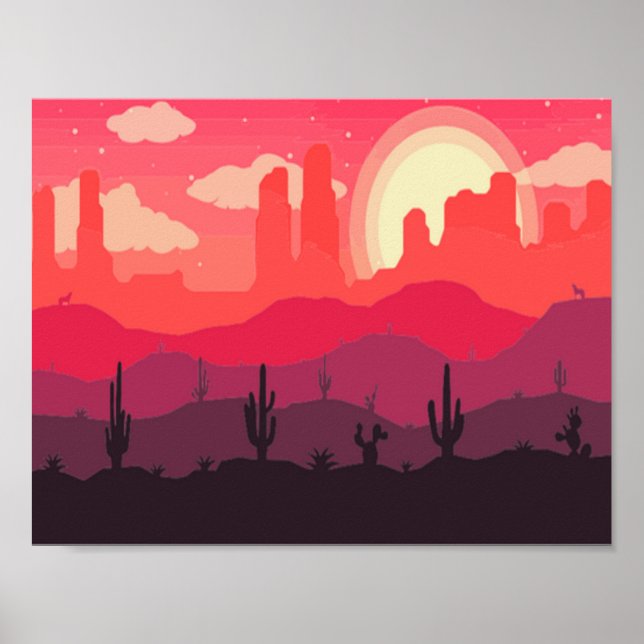 Póster La puesta de sol en el desierto (Frente)