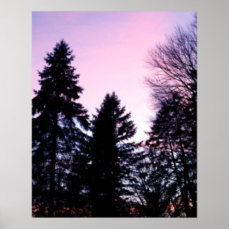 Póster La puesta de sol pega las puestas de sol púrpura