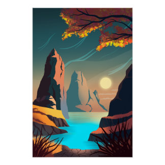 Póster La puesta de sol sobre el mar