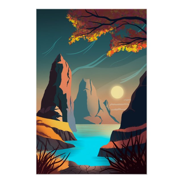 Póster La puesta de sol sobre el mar (Anverso)
