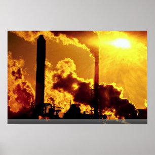Póster La puesta del sol en la fábrica de celulosa