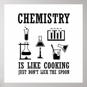 Póster la química es como cocinar una cita química gracio
