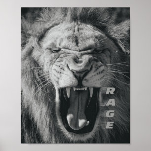 Póster La rabia de los leones: Roar blanco y negro