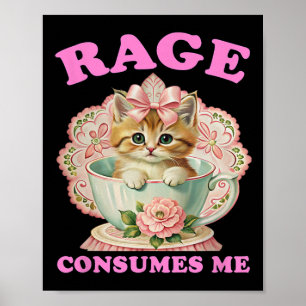 Póster La rabia me consume, gatito divertido gato Salud M