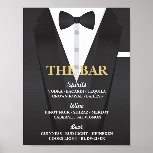 Póster La recepción del Rótulo Poster del Bar Suit Tuxedo (Frente)