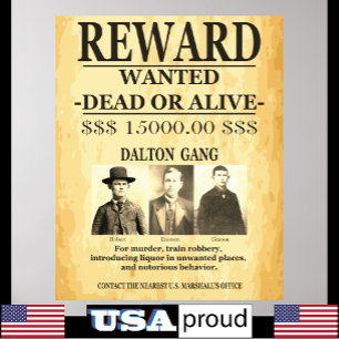 Póster La recompensa a Dalton Gang que se le ofreció fue 