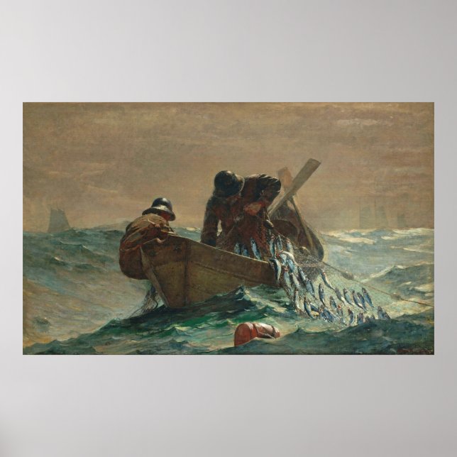 Póster La red de arenques, de Winslow Homer (Frente)