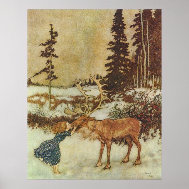 Póster La Reina de la Nieve Edmund Dulac Bella Artes (Frente)