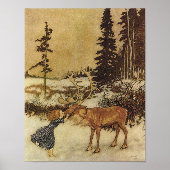 Póster La Reina de la Nieve Edmund Dulac Bella Artes (Frente)