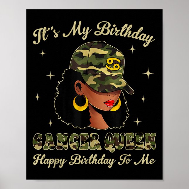 Póster La Reina del Cáncer de la Mujer Negra Camo Cap Zod (Frente)