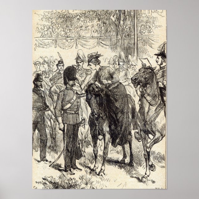 Póster La Reina distribuyendo las cruces Victoria (Frente)