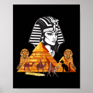 Póster La Reina Egipcia Cleopatra Cabeza Pirámide Antiguo